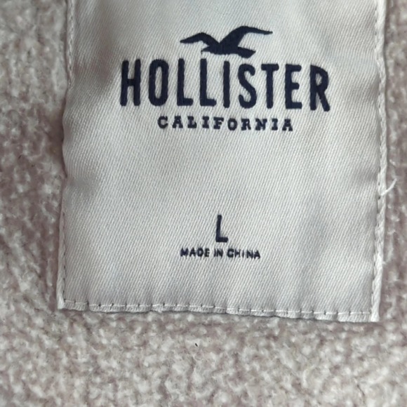 Hollister Hoodie Large Gray Full Zip California Logo Sweatshirt Fleece Y2K Style - Picture 3 of 10